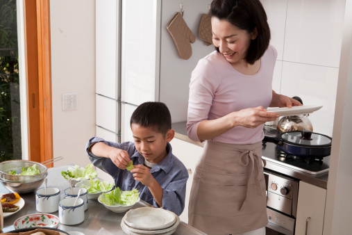 cooking in the kitchen