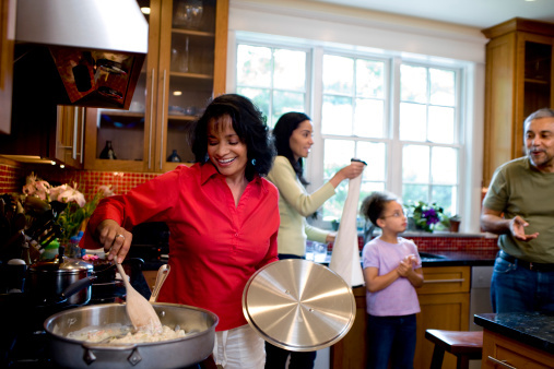 family in kitchen