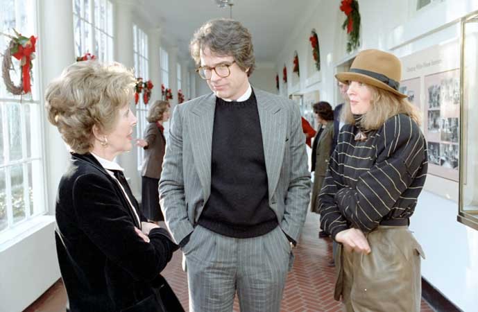 First Lady Nancy Reagan, Warren Beatty, and Diane Keaton in 1981