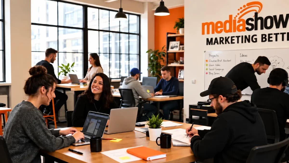 The Media Shower team at work in the office