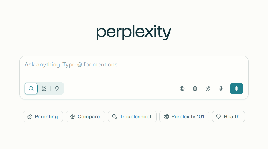 Perplexity chat interface.