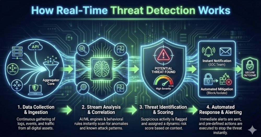 Infographic: How Real-Time Threat Detection Works with AI Analysis