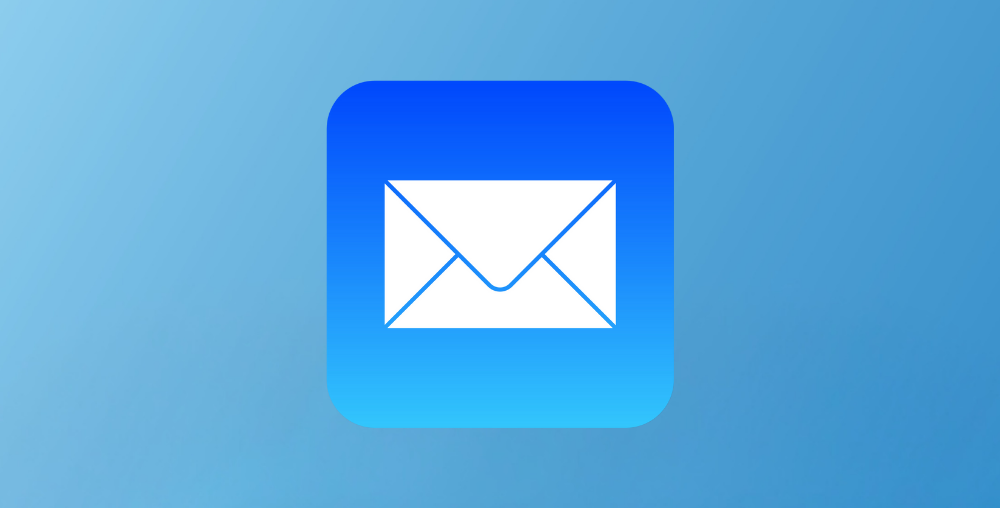 Apple Mail App Icon with White Envelope on Blue Gradient Background.