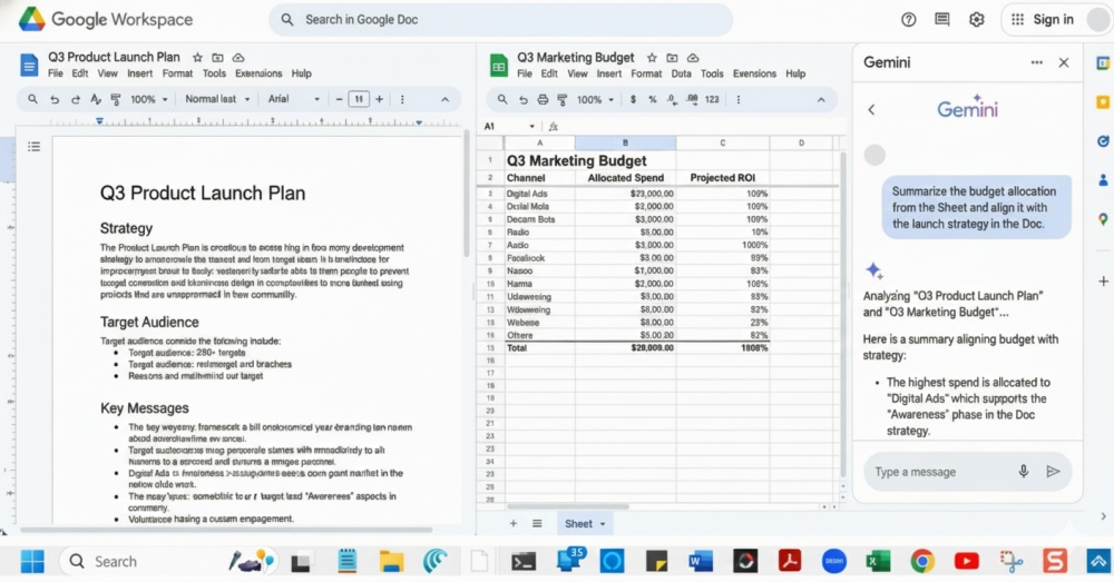 Gemini AI Analyzing Product Launch Plan and Budget