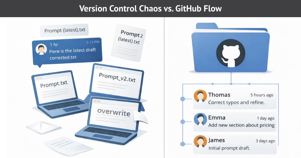 Version Control Chaos vs. GitHub Flow