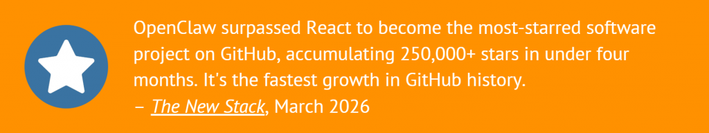 OpenClaw logo with star icon surpassing React on GitHub stars