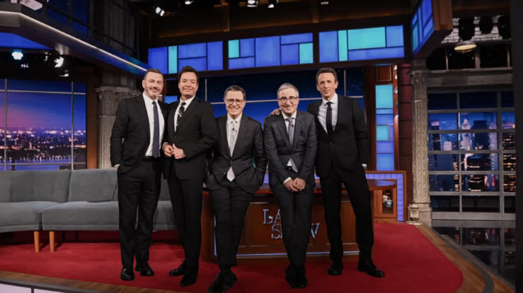 Jimmy Fallon, Seth Meyers, Jimmy Kimmel, and John Oliver.