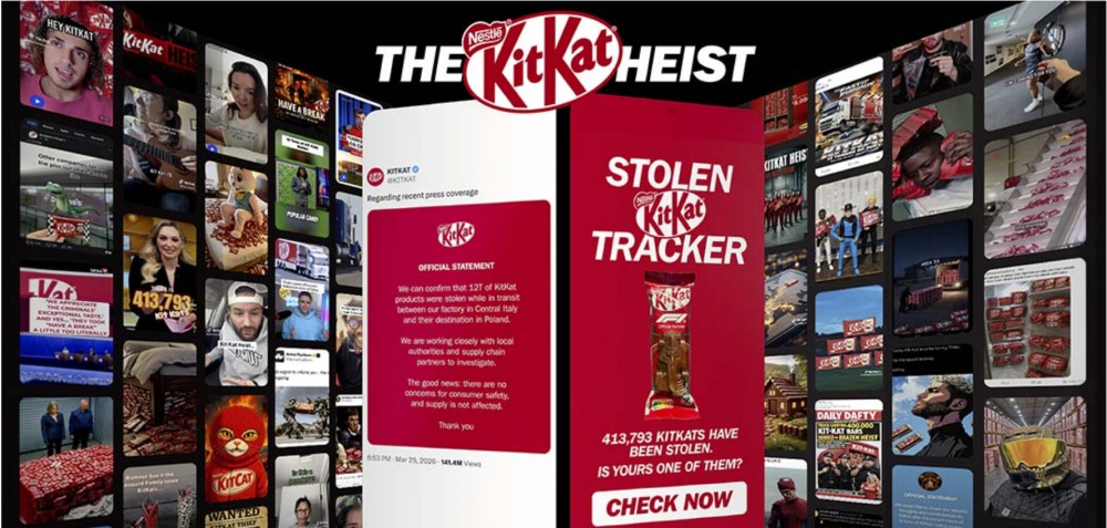 "The KitKat Heist" campaign collage with Stolen KitKat Tracker