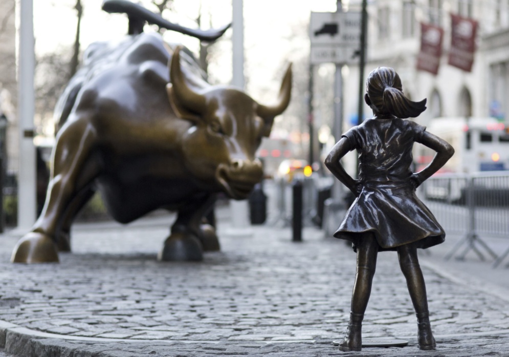 Fearless girl with bull.