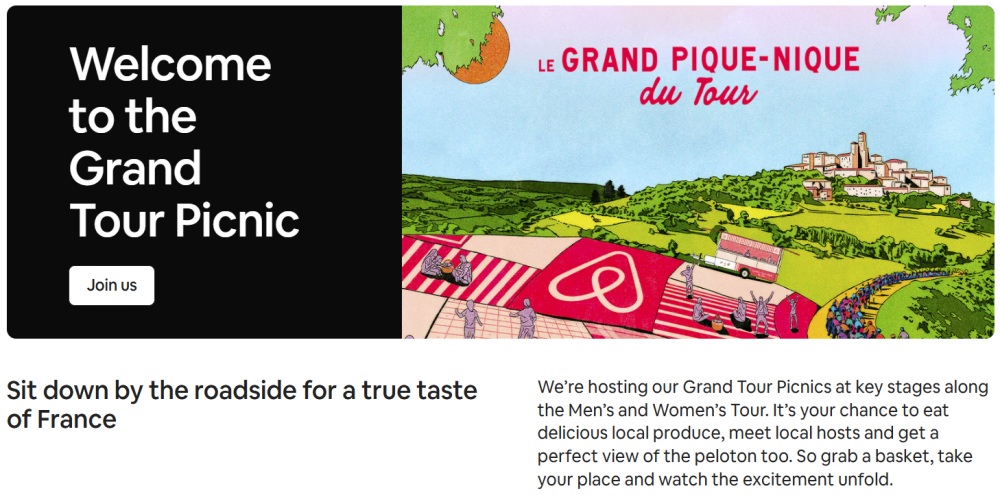 Airbnb Grand Tour Picnic invite with illustrated French village scene