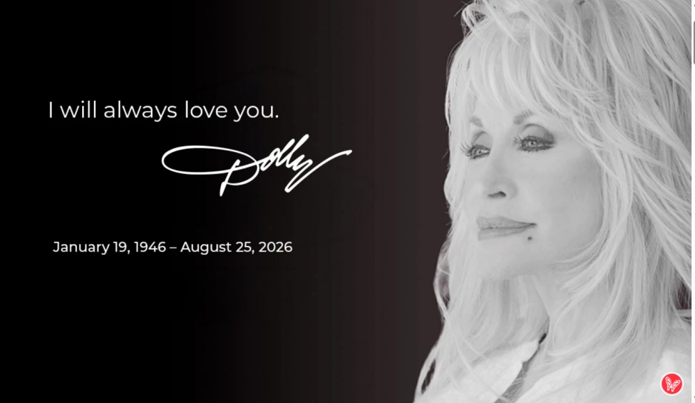 Dolly Parton with words I will always love you.