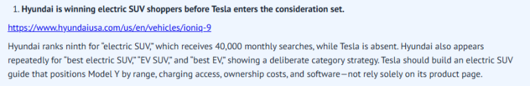 Tesla Competitors per Media Shower's Competitors tool.