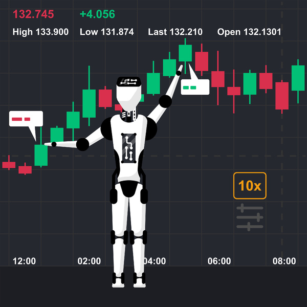 Robot and bar graph.