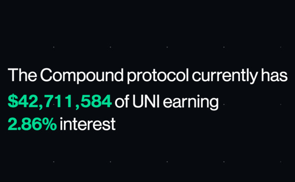 The compound protocol currently has $42,711,584 of UNI earning 2.86% interest