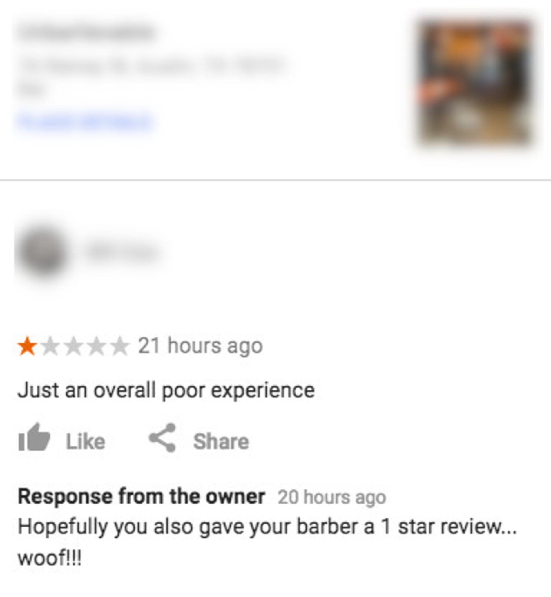 Negative review left online.