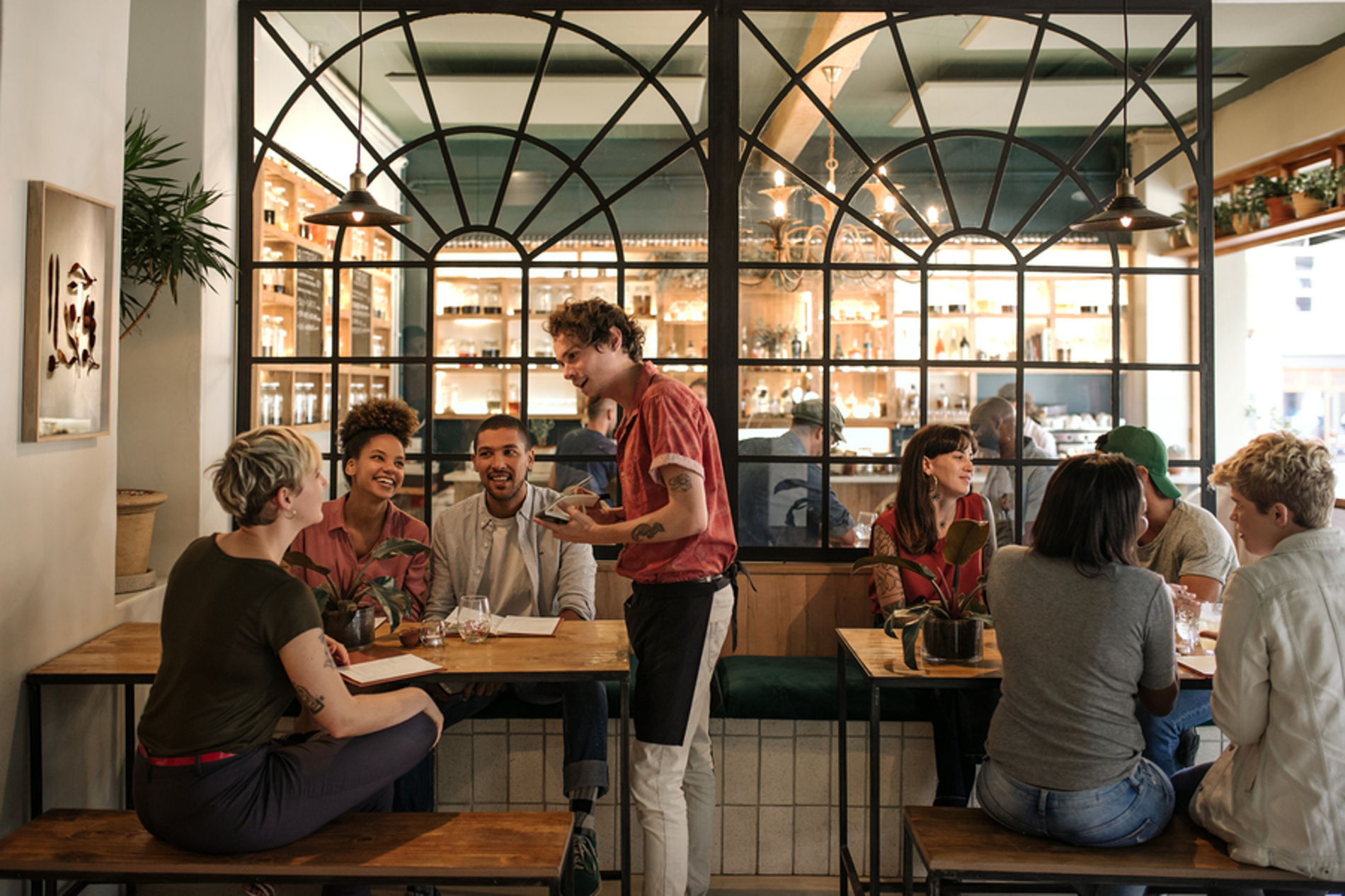 Restaurant filled with customers.