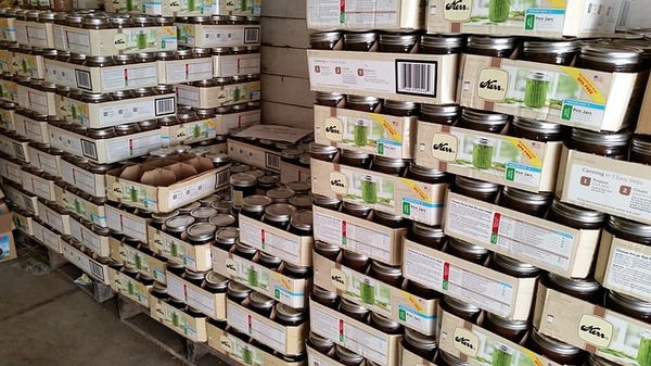 Large collection of mason jars.
