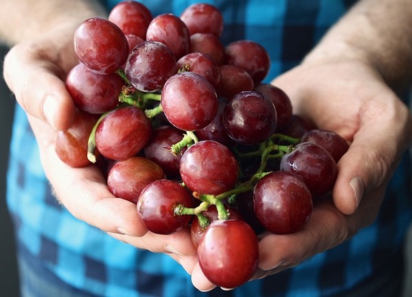Group of red grapes.