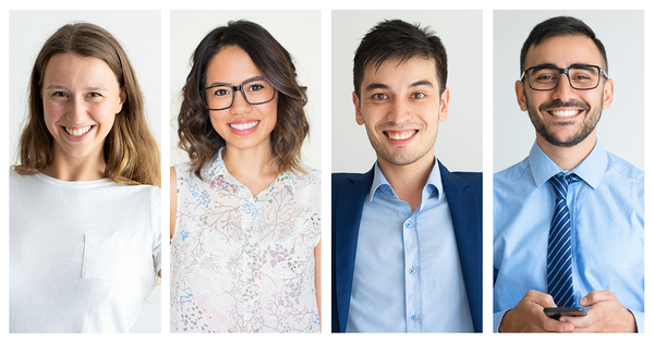 Four smiling people.