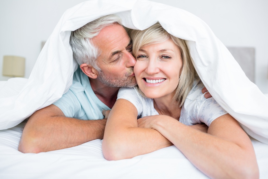Couple snuggling.
