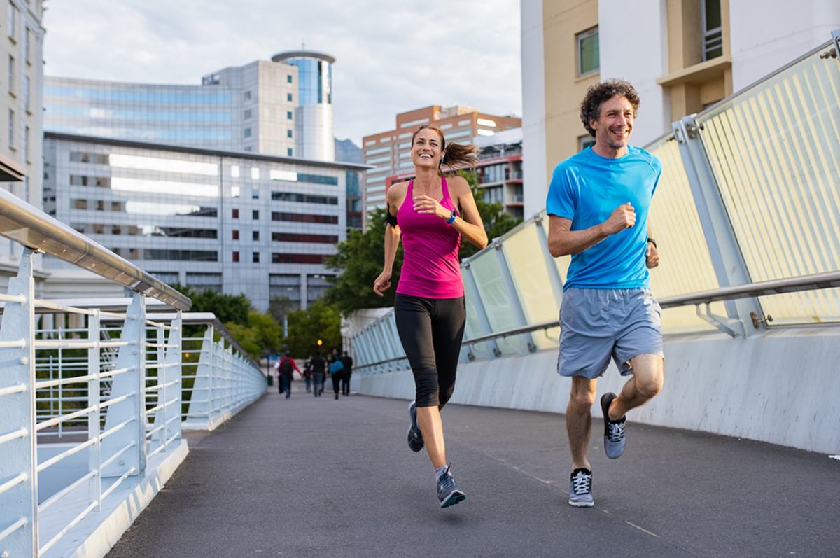 Couple running.