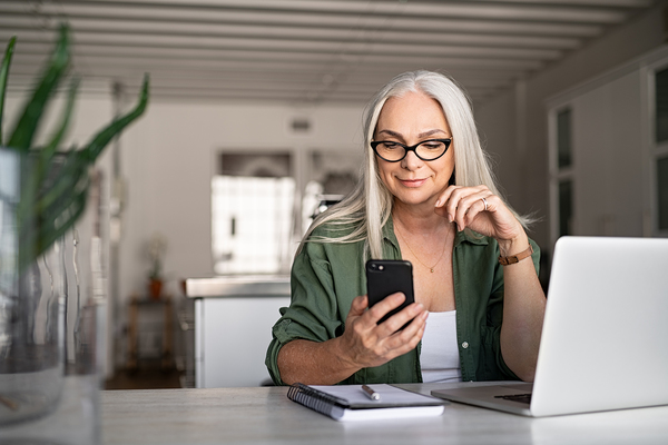 Woman looking at her phone.