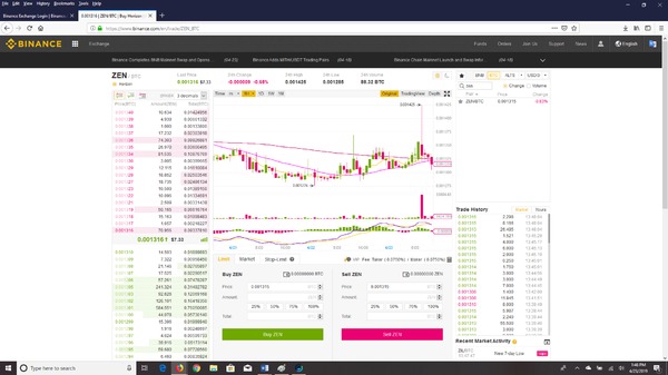 Binance select trading pair page.