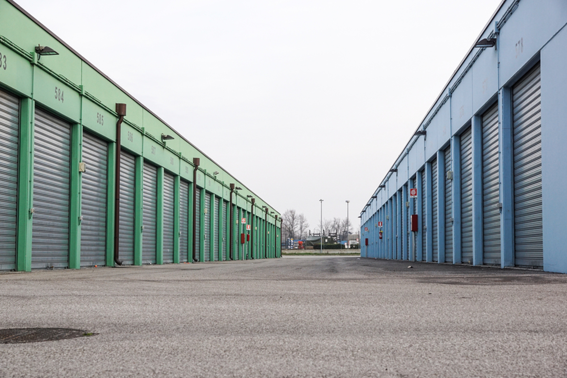 Row of storage units. Row of storage units.