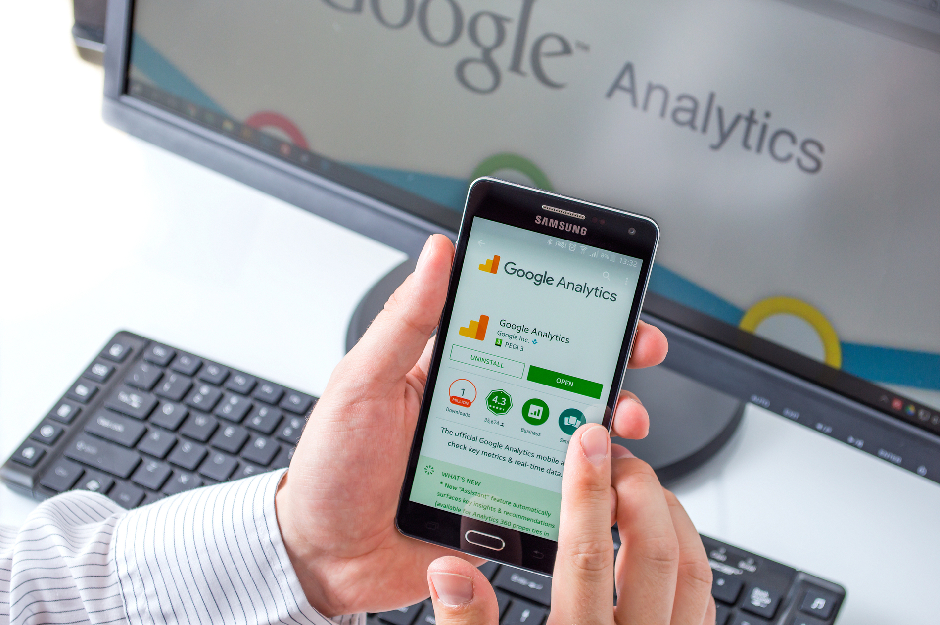 Google analytics app on a phone. Google analytics app on a phone.