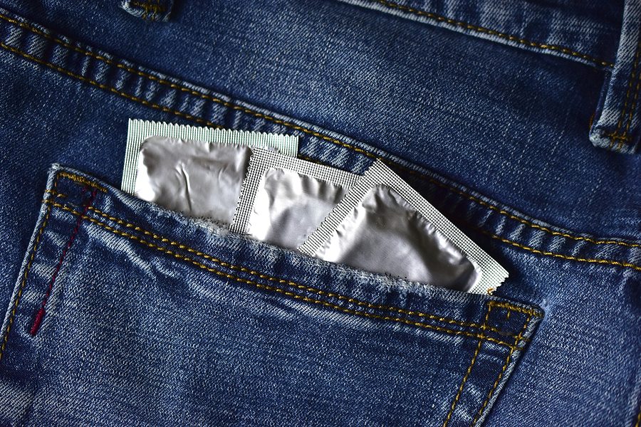 Back pocket with condoms.