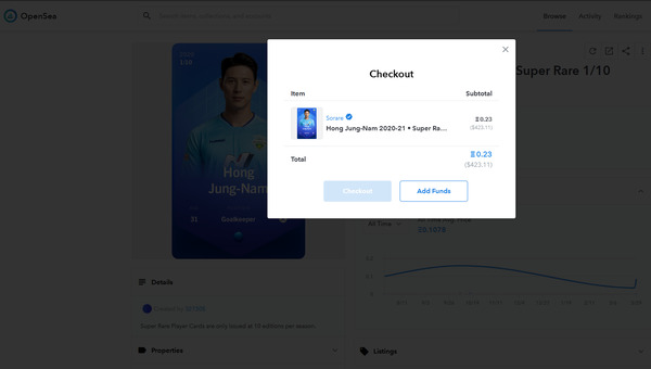 OpenSea checkout page.