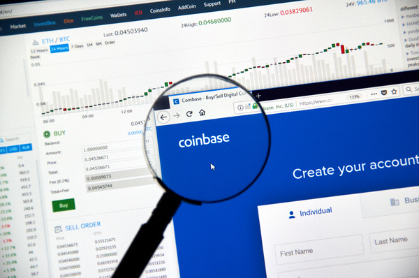 Coinbase create your account page.