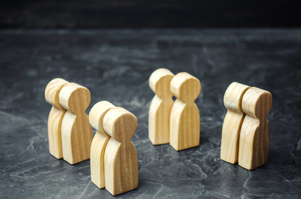 Groups of wooden people