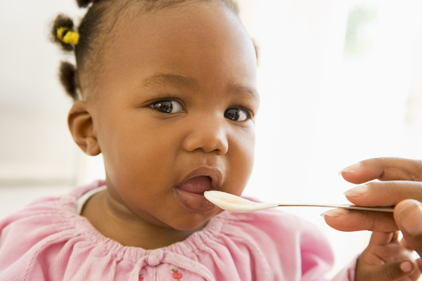 baby eating baby food