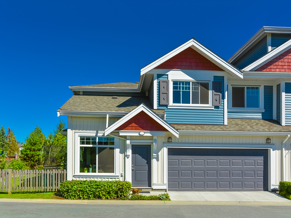 Home with white trim and gutters.