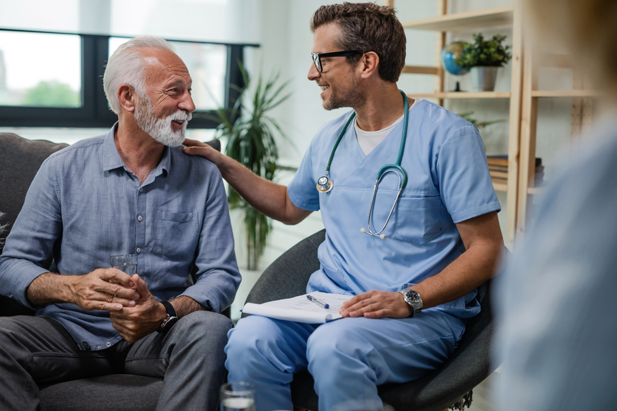 Man seeking help from a medical doctor.