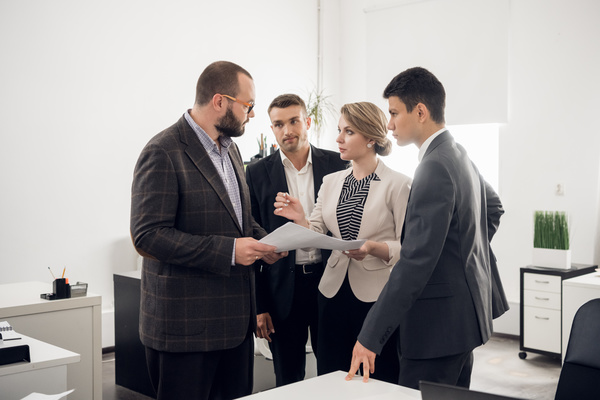 Group of colleagues having a discussion. cloud solution