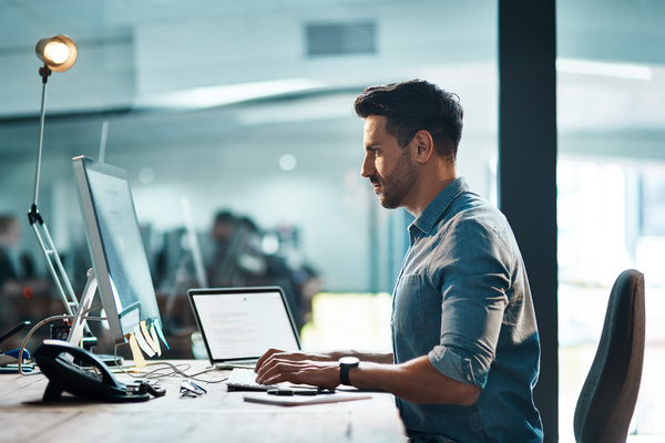 Man at work. data-driven decision