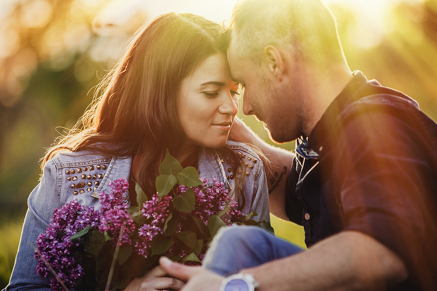 Couple hugging.