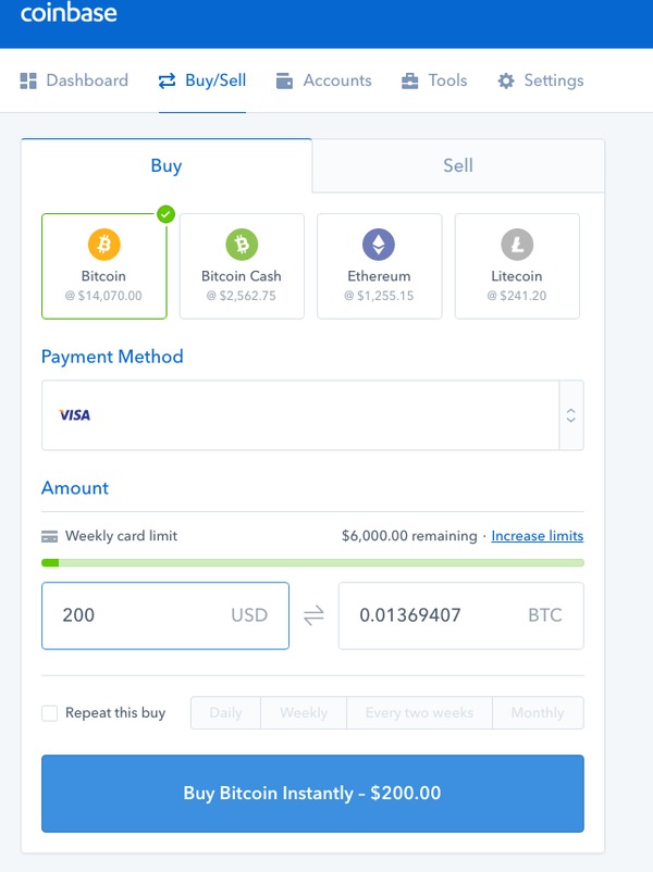 Buy Bitcoin with Coinbase