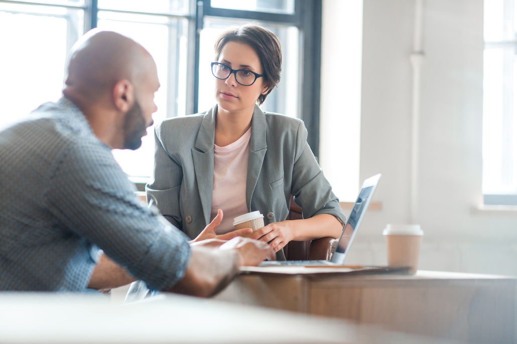 Two people having a discussion