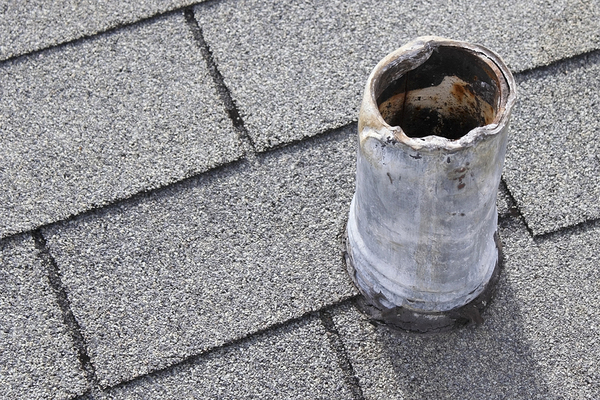 Grey shingled roof.
