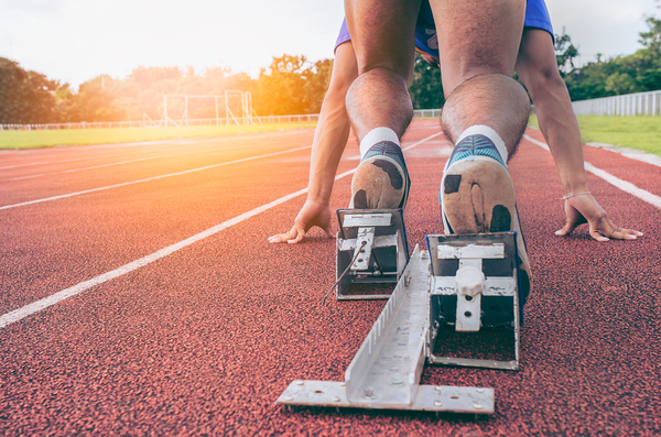Runner preparing to begin a race.