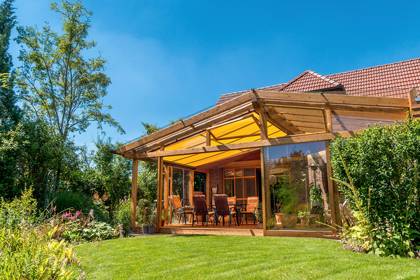 Deck with covering.