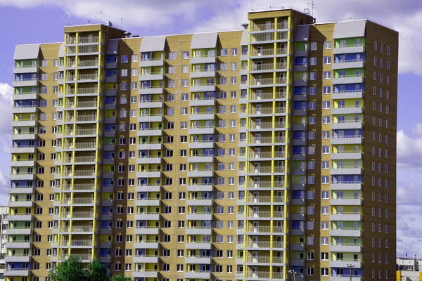 High rise apartment building.