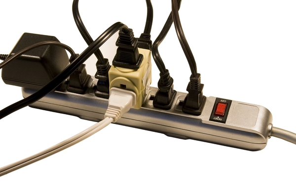 Surge protector with multiple plugs.