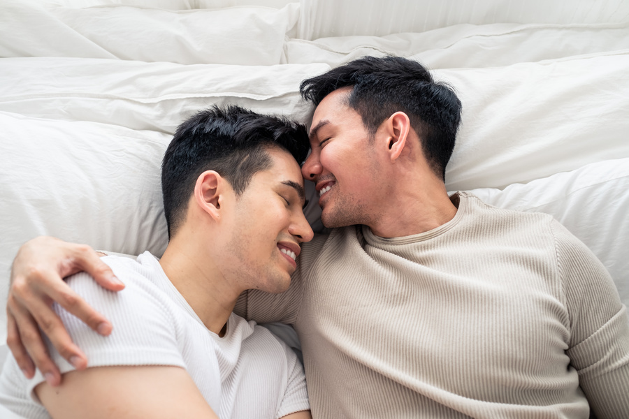 Couple cuddling.