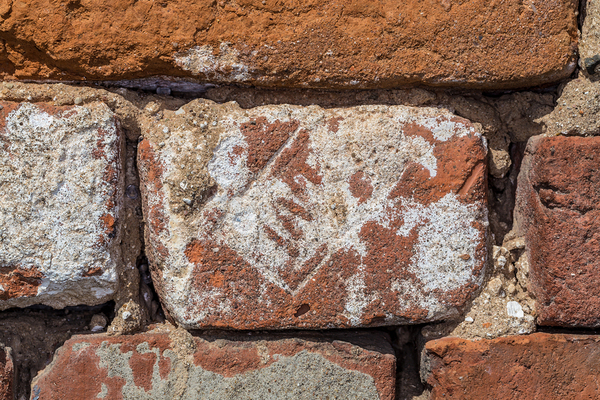 Closeup of brick chimney.