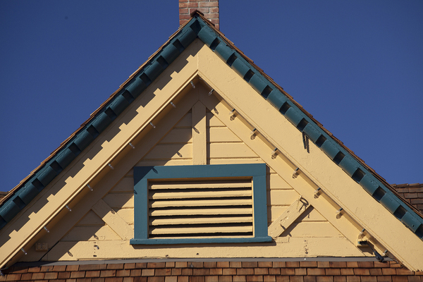 Closeup of the top of a house.