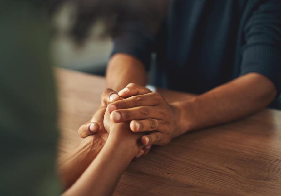 Holding hands.